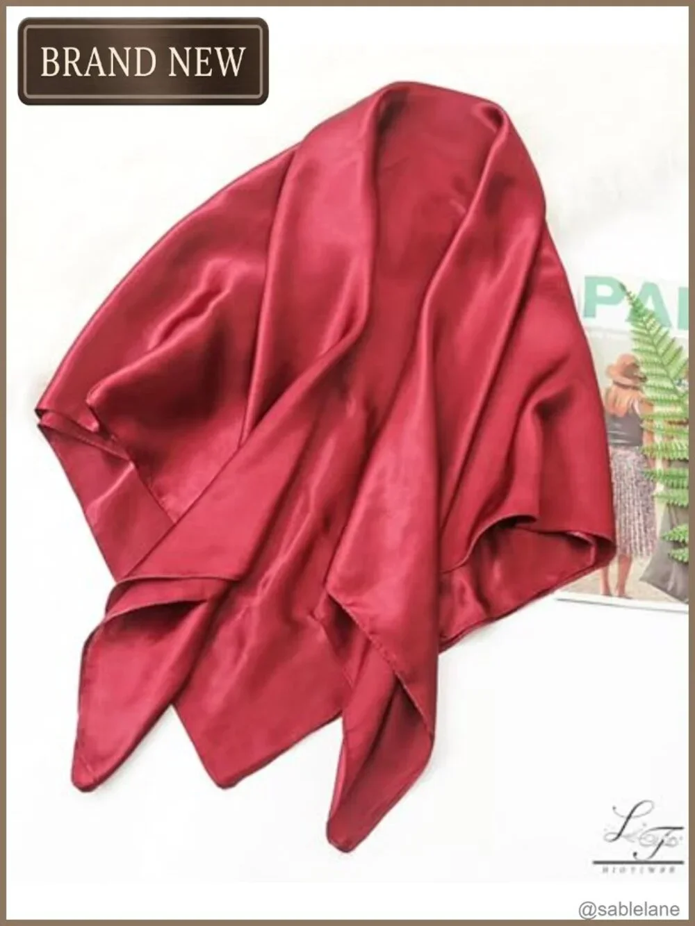 Satin Square Scarf for Women Solid Emulation Silk Handkerchief Hair Ribbon